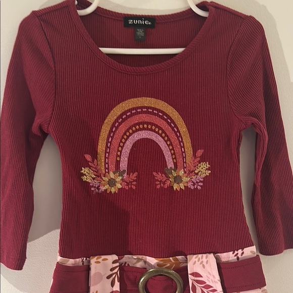 Zunie Red Fit and Flare Dress with 3/4 Sleeves - Picture 3 of 9